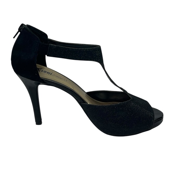 Fioni Night Stiletto Pumps Black Shimmer Strappy Evening Shoes 9 - Picture 12 of 14